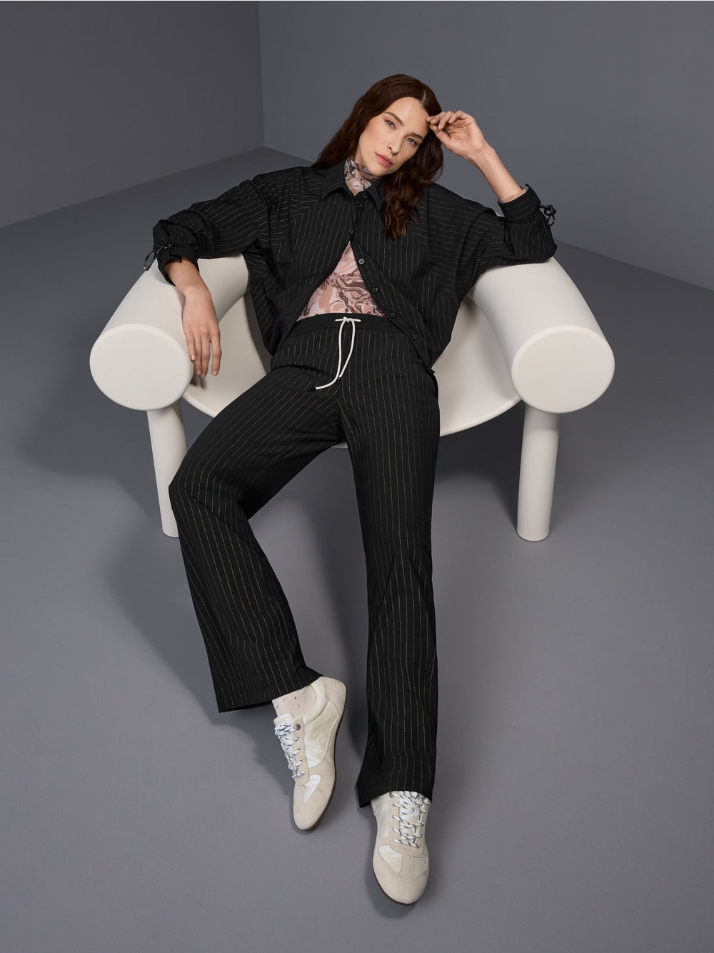 Marc Cain Sports Black WELKOM Pull-On Pinstripe Trousers