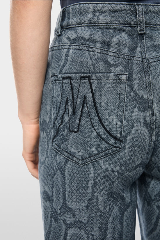 Marc Cain Sports Blue Denim WIGAN Wide Cut Jeans with Animal Print BS82.23 D03