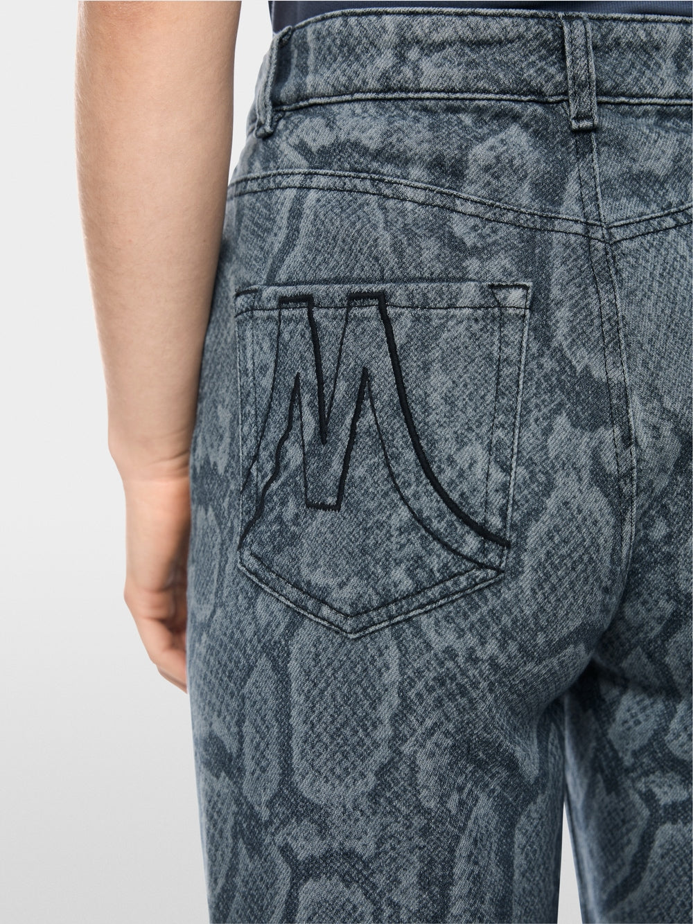 Marc Cain Sports Blue Denim WIGAN Wide Cut Jeans with Animal Print BS82.23 D03
