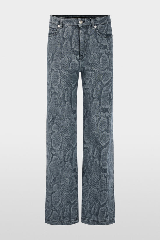 Marc Cain Sports Blue Denim WIGAN Wide Cut Jeans with Animal Print BS82.23 D03