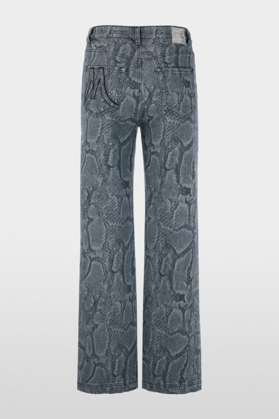 Marc Cain Sports Blue Denim WIGAN Wide Cut Jeans with Animal Print BS82.23 D03