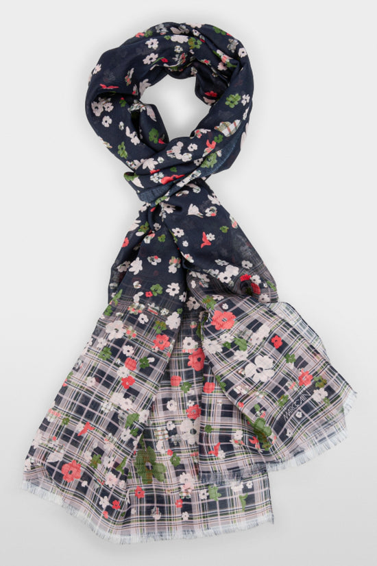 Marc Cain navy Floral Patterned Scarf