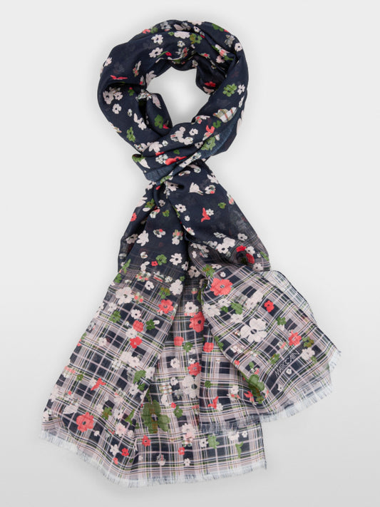 Marc Cain navy Floral Patterned Scarf