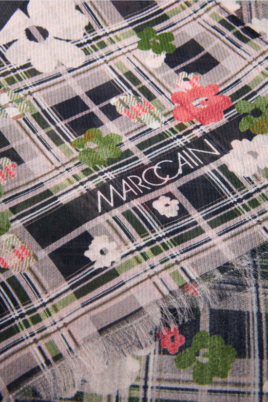 Marc Cain navy Floral Patterned Scarf