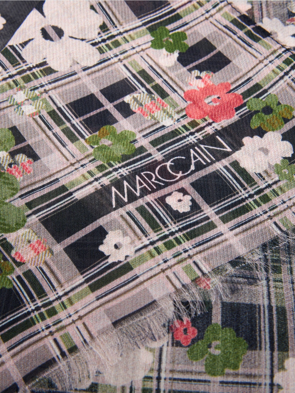 Marc Cain navy Floral Patterned Scarf