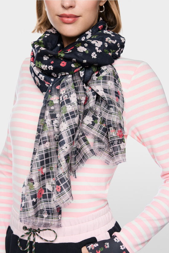 Marc Cain navy Floral Patterned Scarf