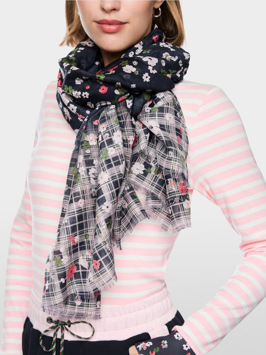 Marc Cain navy Floral Patterned Scarf