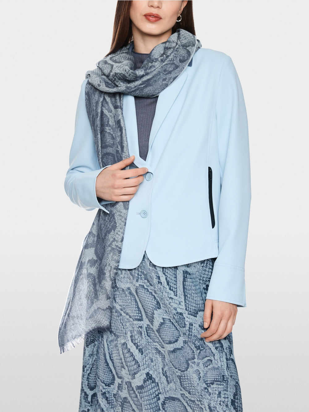Marc Cain Sports Blue Scarf with Snake Print
