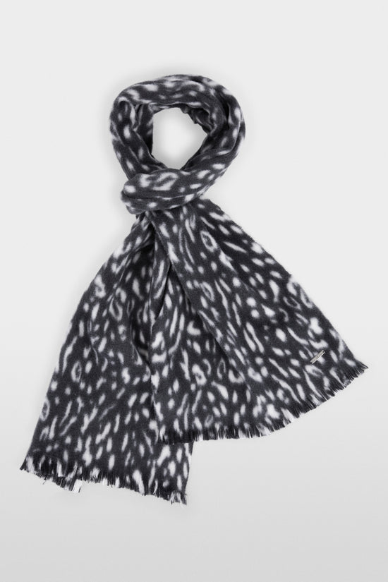 Marc Cain Sports Black & White Leopard Print Wool Scarf 