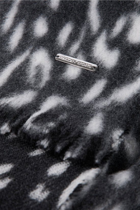 Marc Cain Sports Black & White Leopard Print Wool Scarf 
