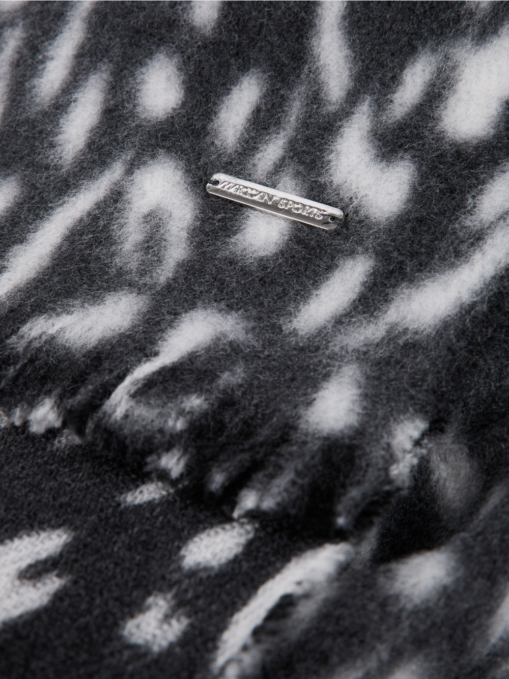 Marc Cain Sports Black & White Leopard Print Wool Scarf 
