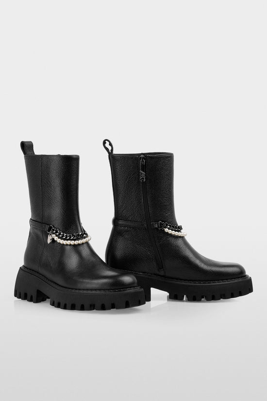Marc Cain Sports Black Boots with Pearl and Chain Details