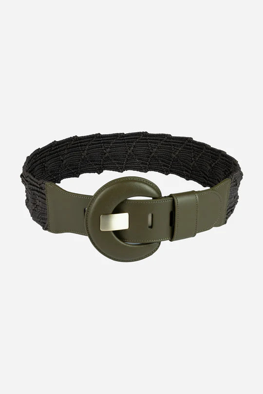 Gavazzeni Oprah Mud Leather Round Buckle Elastic Belt CA01037684