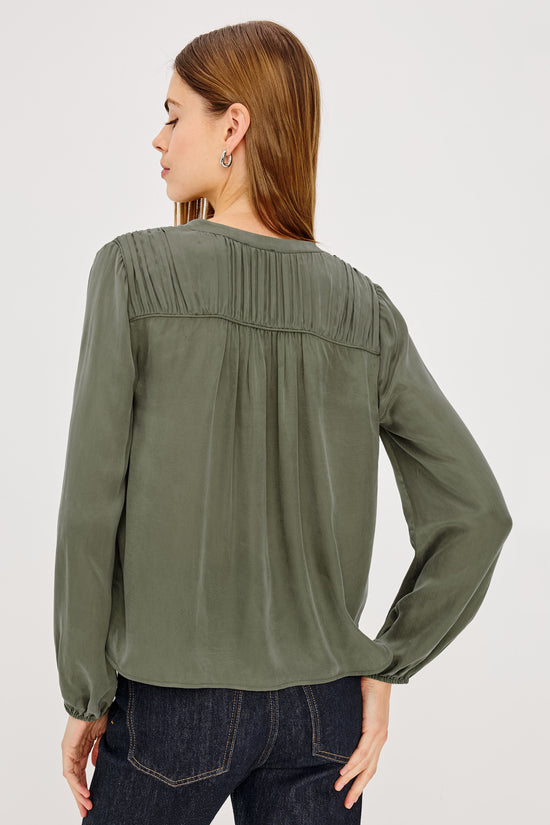 Rails Washed Olive Fluid Fit Shirred Yoke Shirt