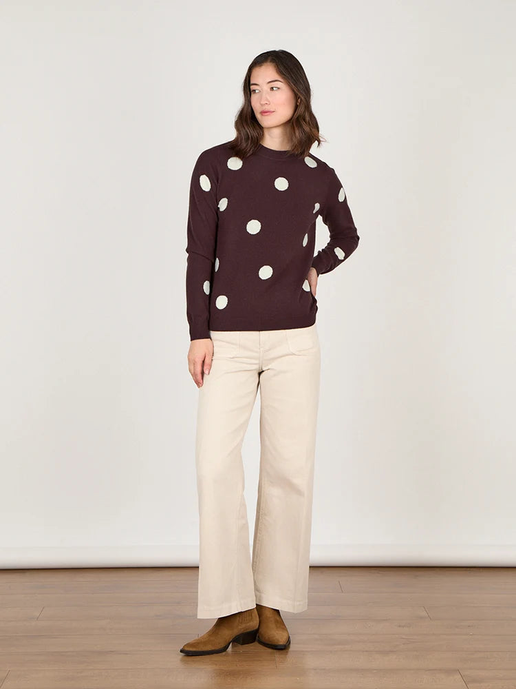 Cocoa Cashmere Fable Polka Dot Espresso Jumper