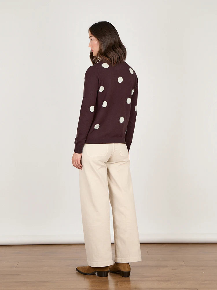 Cocoa Cashmere Fable Polka Dot Espresso Jumper