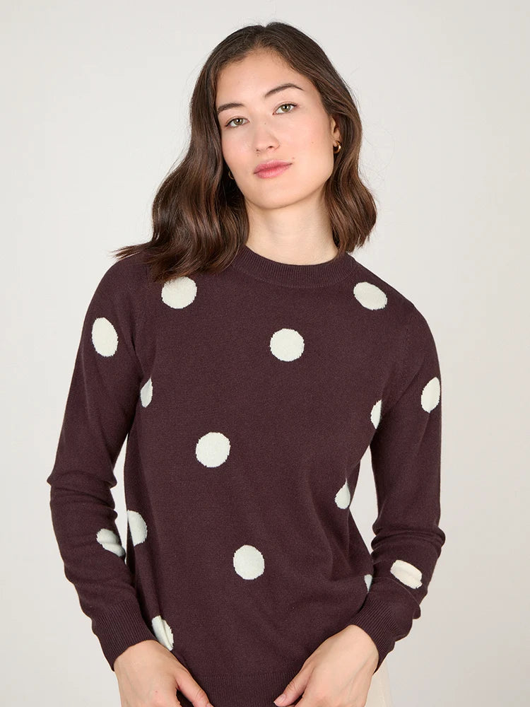 Cocoa Cashmere Fable Polka Dot Espresso Jumper