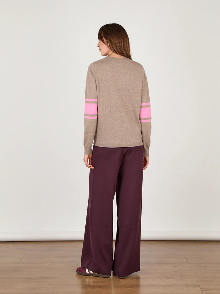 Cocoa Cashmere Althea Natural Brown Cashmere V-Neck Sweater