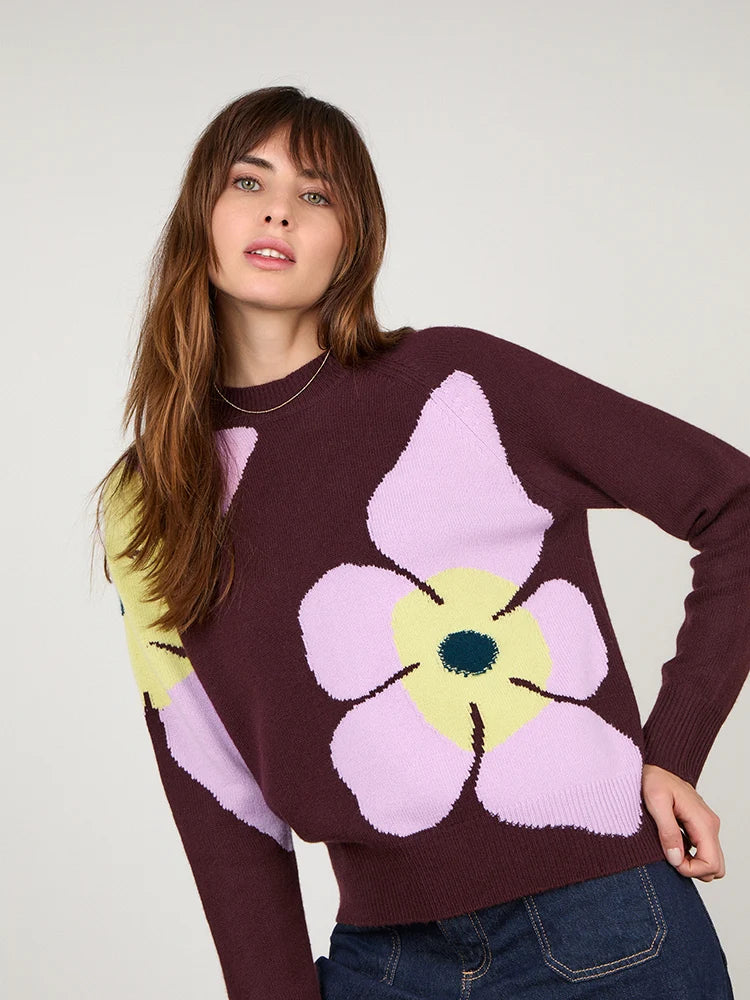 Cocoa Cashmere Jalyn Espresso Wool Cashmere Sweater