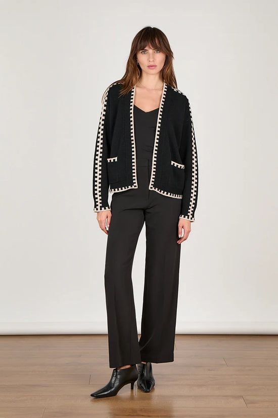Cocoa Cashmere Zhenya Black Wool Cashmere Blend Cardigan 