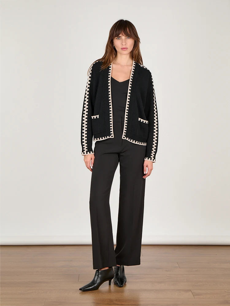 Cocoa Cashmere Zhenya Black Wool Cashmere Blend Cardigan 