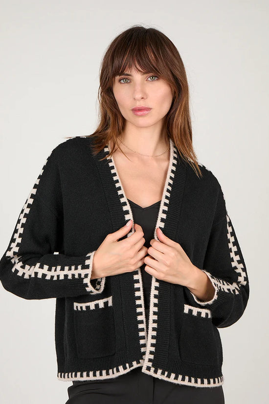 Cocoa Cashmere Zhenya Black Wool Cashmere Blend Cardigan 
