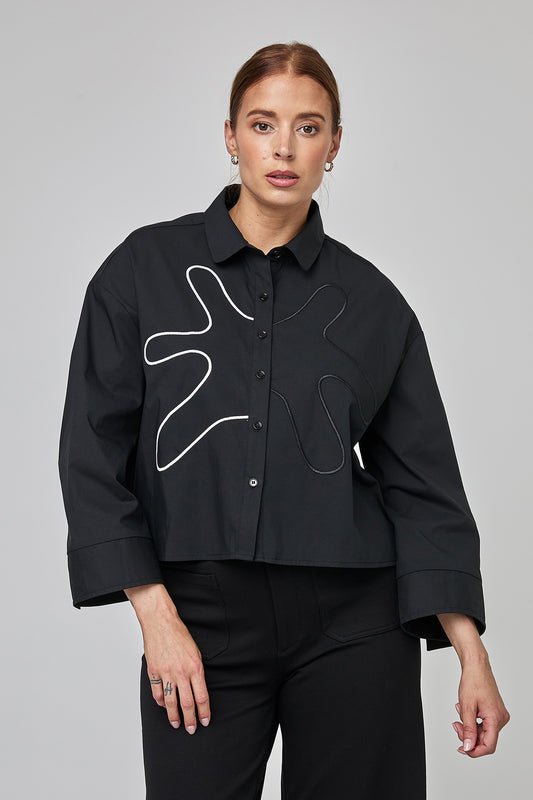 Uchuu black outline splash shirt Cf25 607