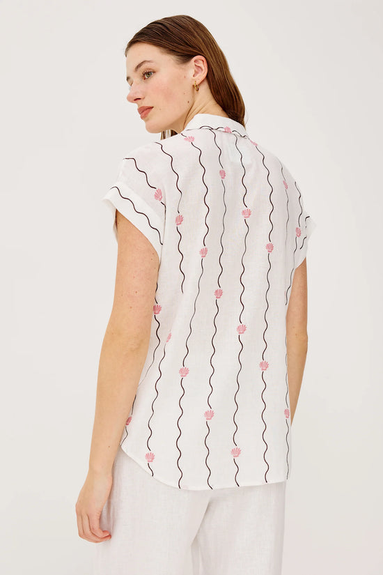 Rails Ivory Wavy Stripe with Seashells Short Sleeve Shirt CITO