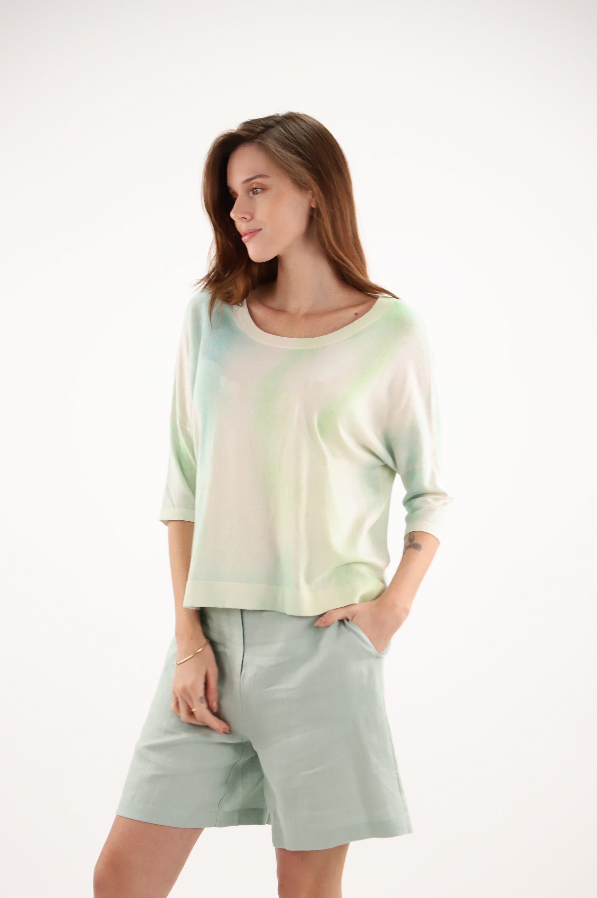 Estheme Cotton Cashmere Blend Sweater Crew Neck