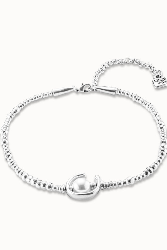 Uno de 50 silver Short Beaded Necklace with a Pearl COL0970