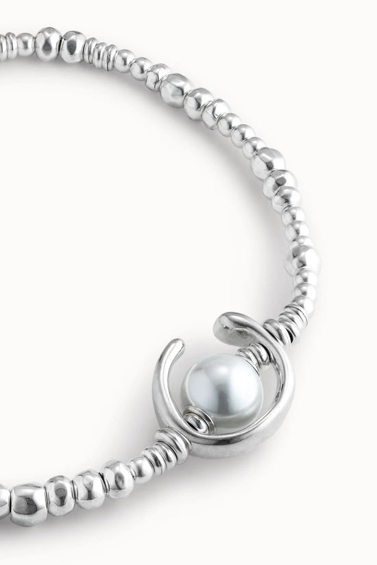 Uno de 50 silver Short Beaded Necklace with a Pearl COL0970