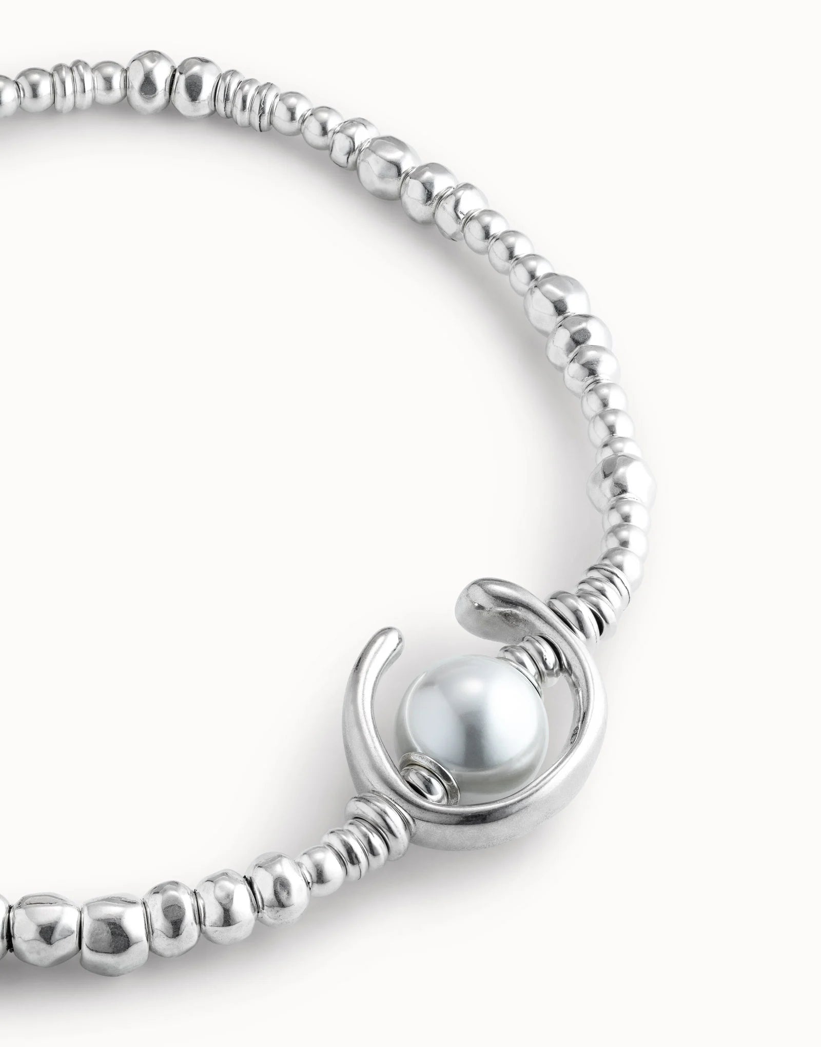 Uno de 50 silver Short Beaded Necklace with a Pearl COL0970