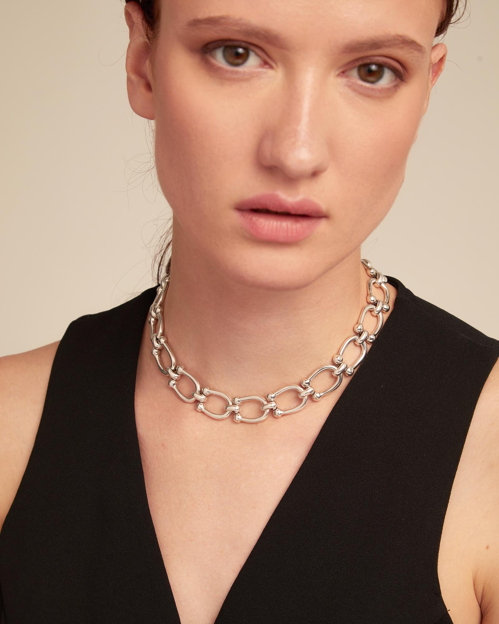 Uno de 50 Silver Short Link Chain Necklace COL1898