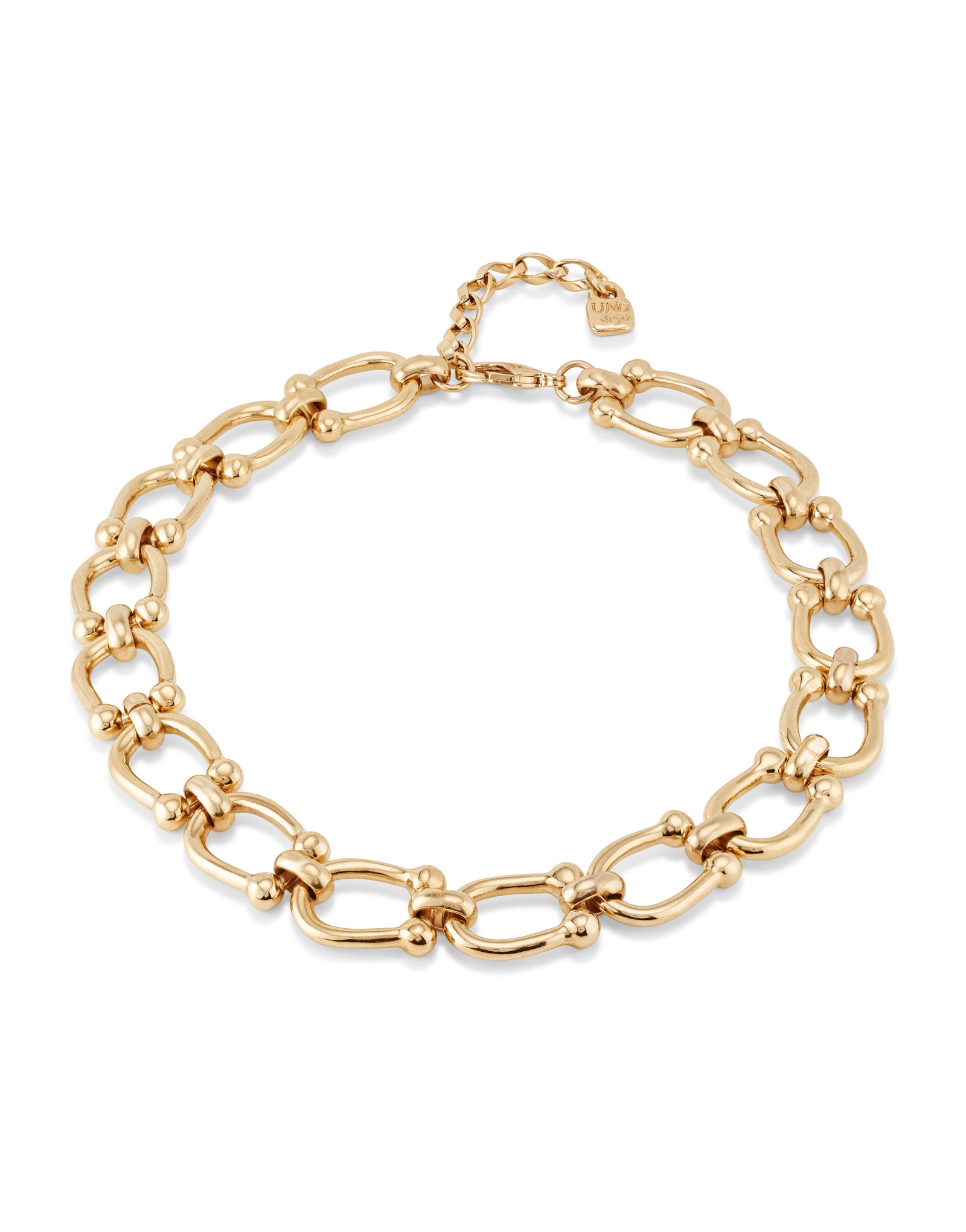 Uno de 50 Gold Short Link Chain Necklace COL1898