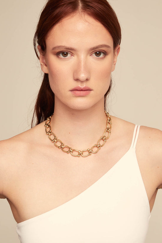 Uno de 50 Gold Short Link Chain Necklace COL1898