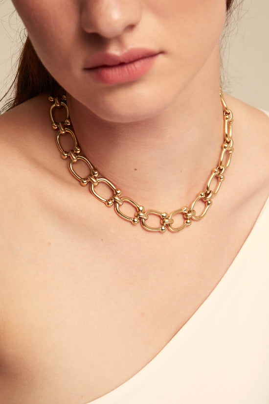 Uno de 50 Gold Short Link Chain Necklace COL1898