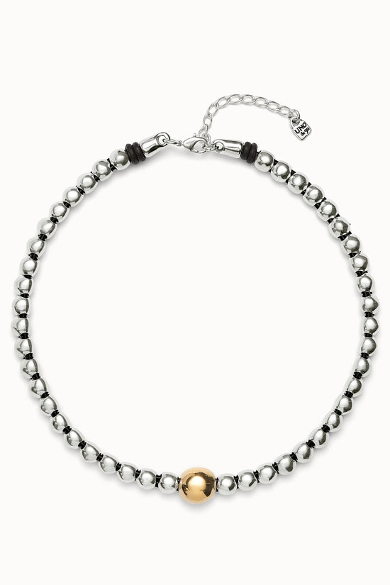 Uno de 50 Silver Beaded Short Necklace with Larger Central Bead COL1995