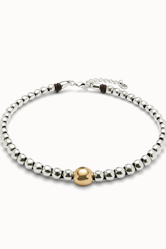 Uno de 50 Silver Beaded Short Necklace with Larger Central Bead COL1995