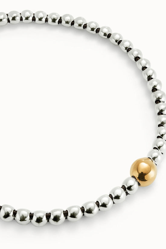 Uno de 50 Silver Beaded Short Necklace with Larger Central Bead COL1995