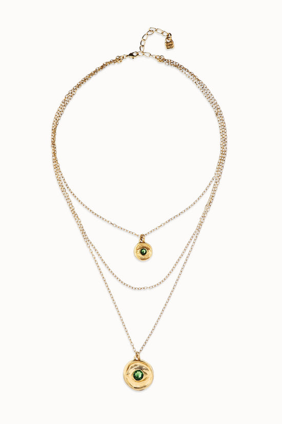 Uno de 50 Gold Multi Strand Chain Necklace with an Eye COL2042