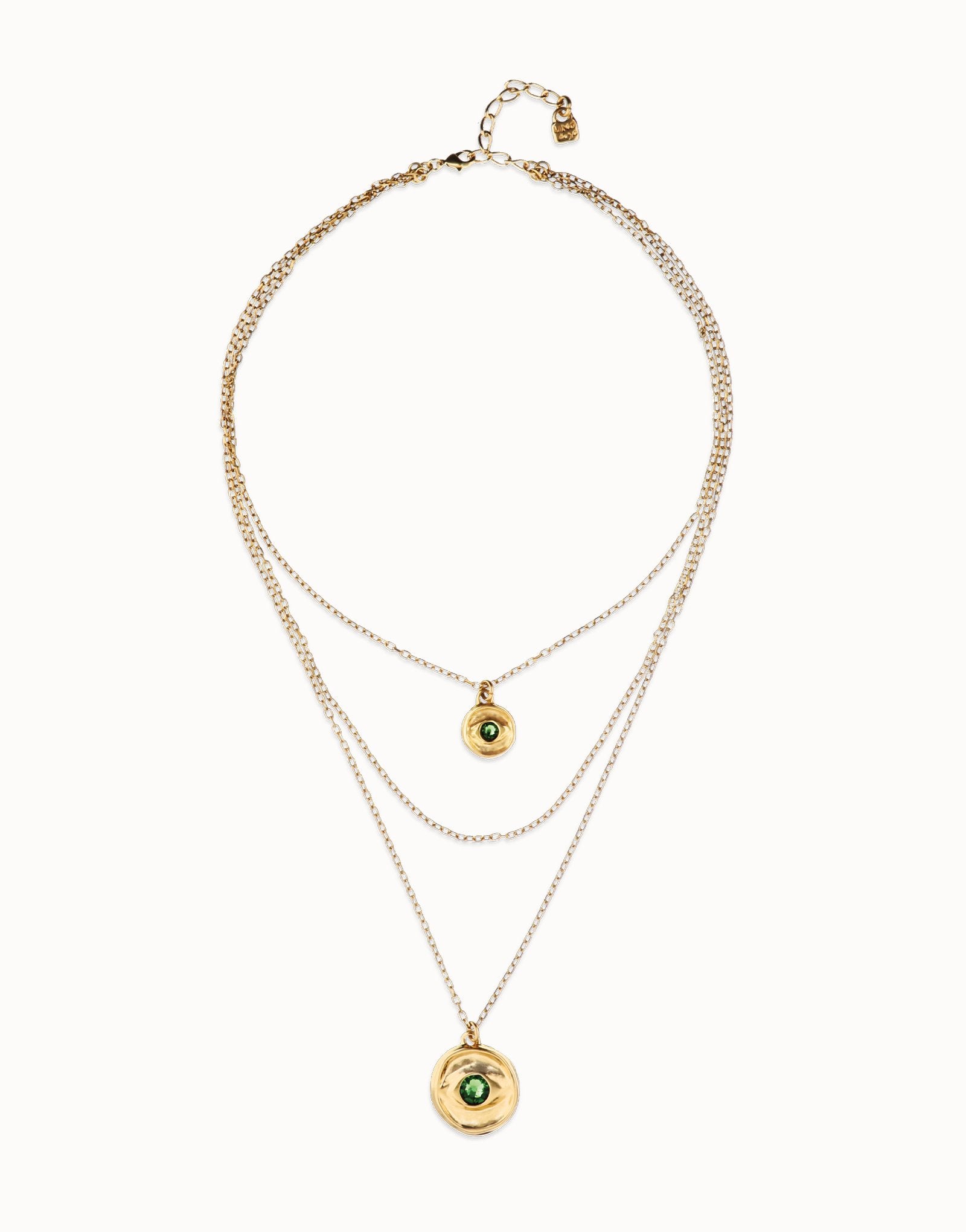 Uno de 50 Gold Multi Strand Chain Necklace with an Eye COL2042