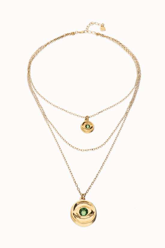 Uno de 50 Gold Multi Strand Chain Necklace with an Eye COL2042