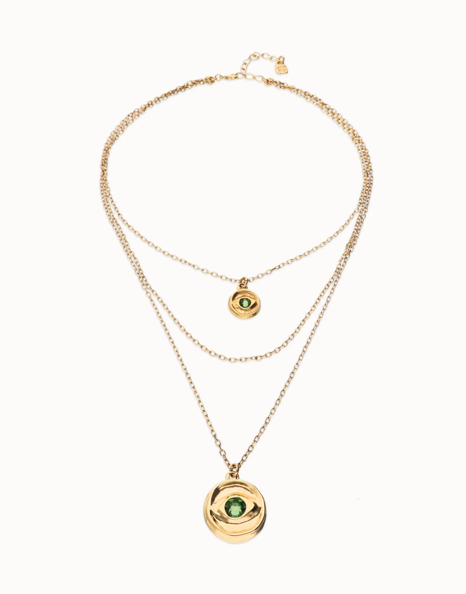 Uno de 50 Gold Multi Strand Chain Necklace with an Eye COL2042