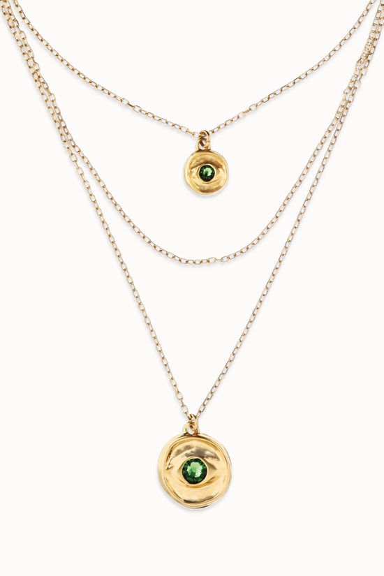 Uno de 50 Gold Multi Strand Chain Necklace with an Eye COL2042