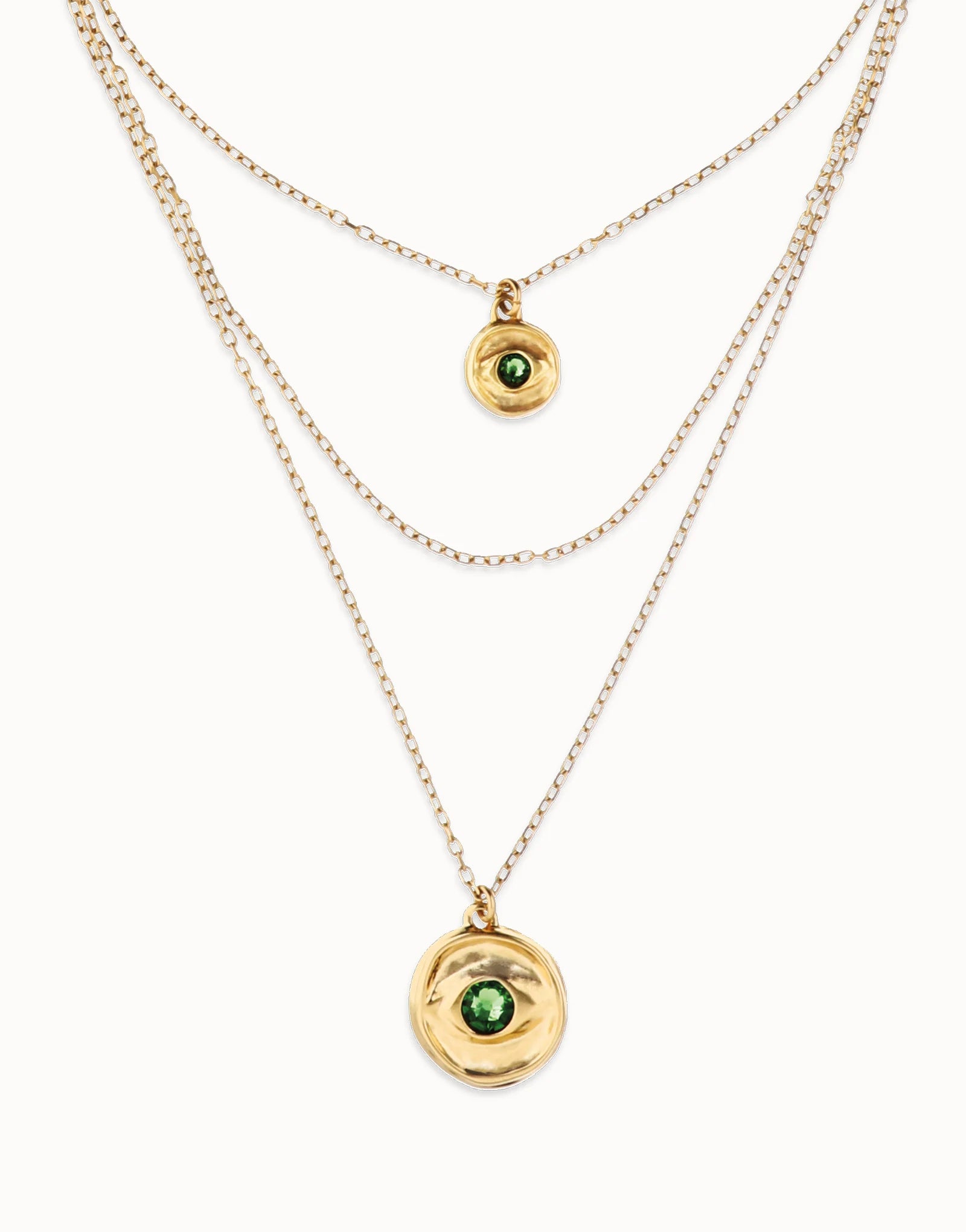 Uno de 50 Gold Multi Strand Chain Necklace with an Eye COL2042