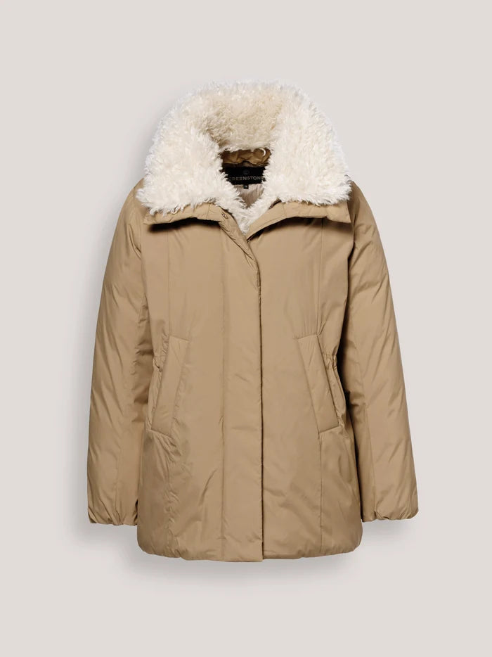 Creenstone Camel Short Coat with Detachable Faux Fur Inside