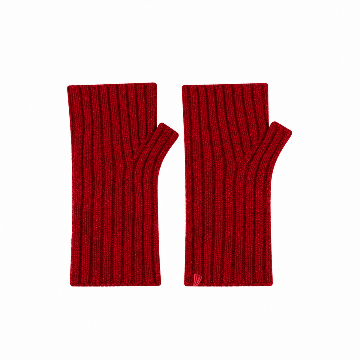 Oakwood Red Rib Knit Cashmere Mittens 