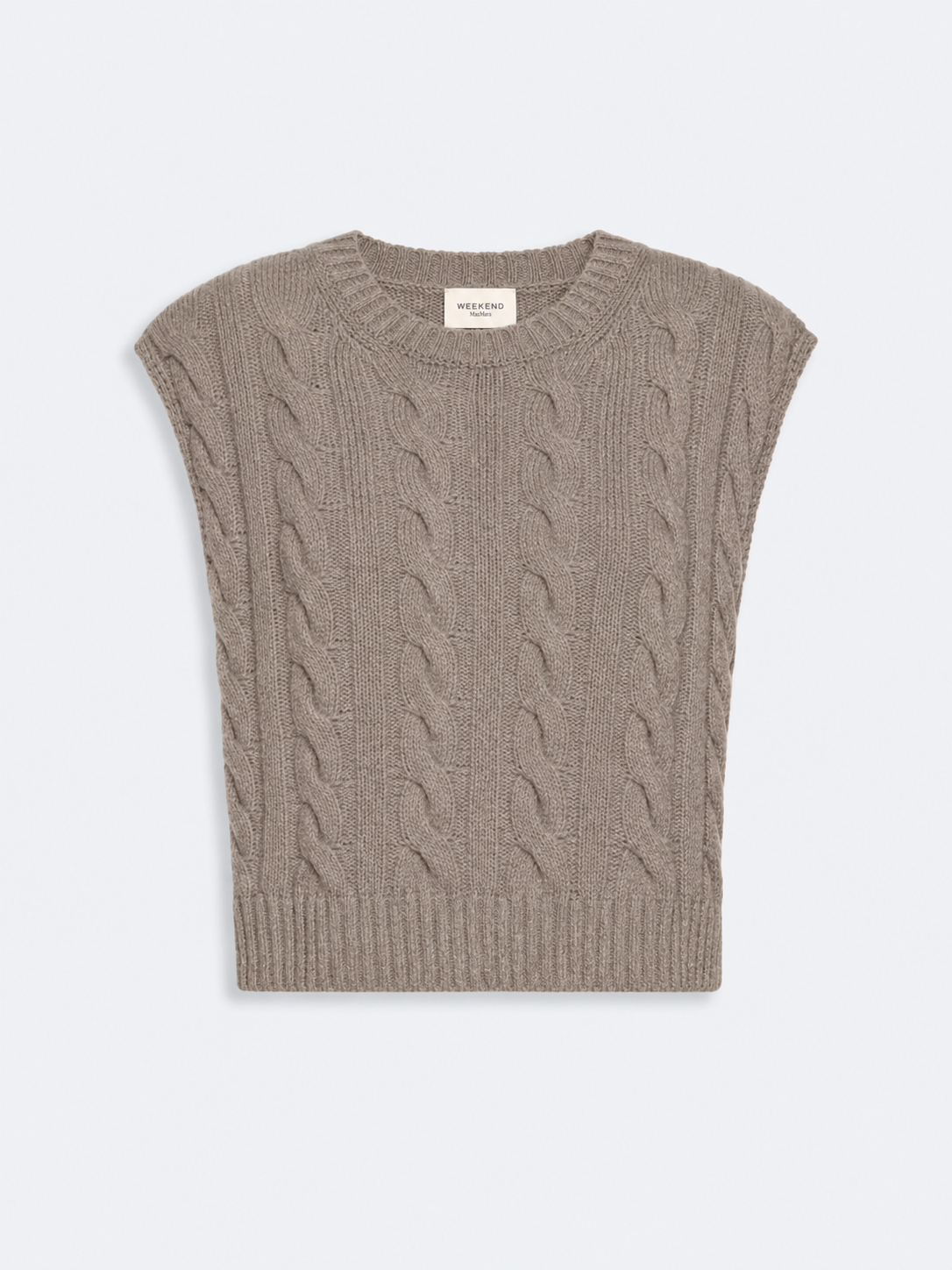 Max Mara Weekend Hazelnut Cable Knit Wool Yarn Tank Top