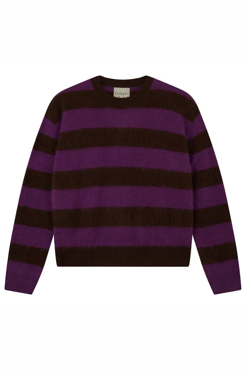 Jumper 1234 Hickory Misty Purple Stripe Crew Neck Sweater 