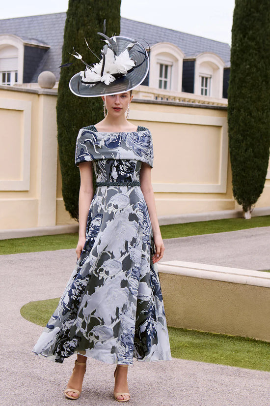 Couture Club Navy & Silver Patterned A-Line Dress